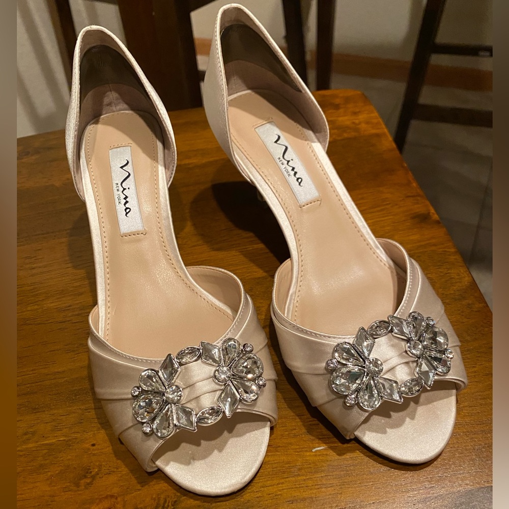 Nina Charisa (Ivory Crystal Satin) High Heels - O… - image 2
